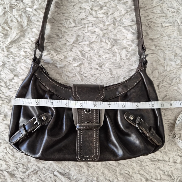 Shein Y2K Dark Brown Buckle Shoulder Bag – Goth Grunge Utility Aesthetic - Picture 14 of 16